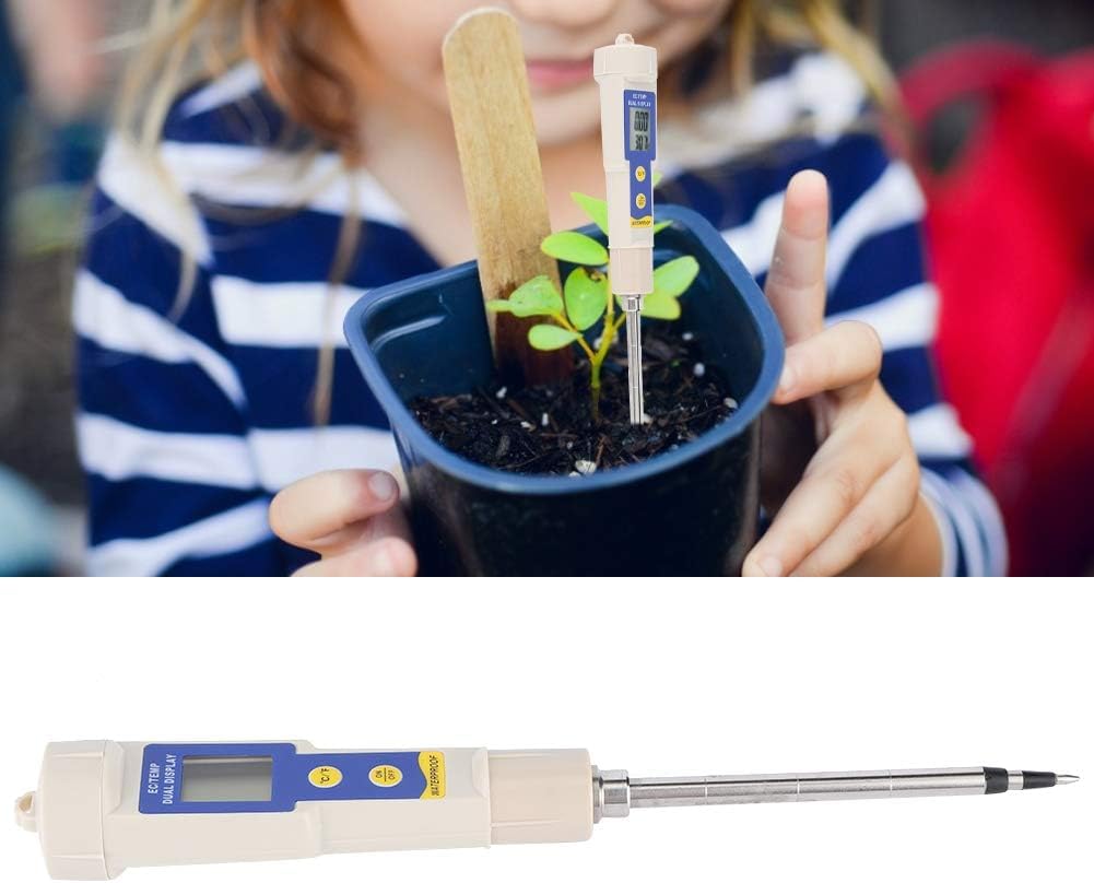 Compteur De Salinité du Sol, Compteur EC De Sol Portable, Mini Testeur De Sel De Sol électronique Numérique avec écran D’Affichage LCD Et Sonde pour Les Plantes De Pelouse De Ferme De Jardi