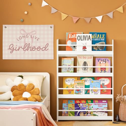 Image of Pink Cute Room Decor Long Live Girlhood Banner, Coquette Bow Girls Room Decor for Nursery Playroom Wall Hanging Linen Flag,Baby Girls Bedroom Decorations,Baby Showers Newborn Gift 30x20 girlroom