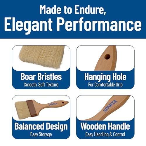 Image of SPARTA Kitchen Basting Brush - 4037600 Basting Brush for Cooking Flat Boar Bristle Brush, Hardwood Handle for Kitchens, Restaurants, Catering, High Heat Food Prep, 4in, Pack of 12