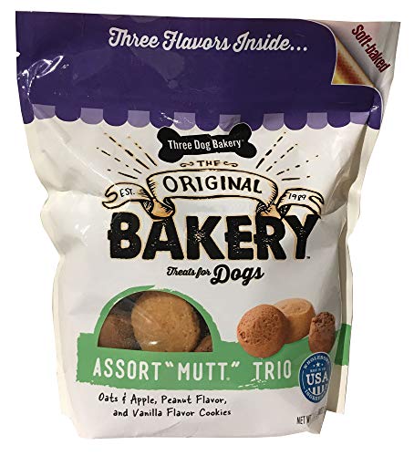 Three Dog Bakery "Mutt" Assortment Oats Applesauce Peanut & Vanilla Flavor Cookies