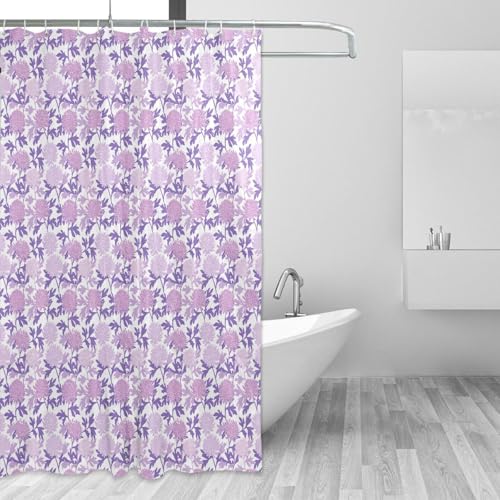 Rideau de douche imperméable anti-éclaboussures en polyester blanc lavable avec crochets inclus - 3