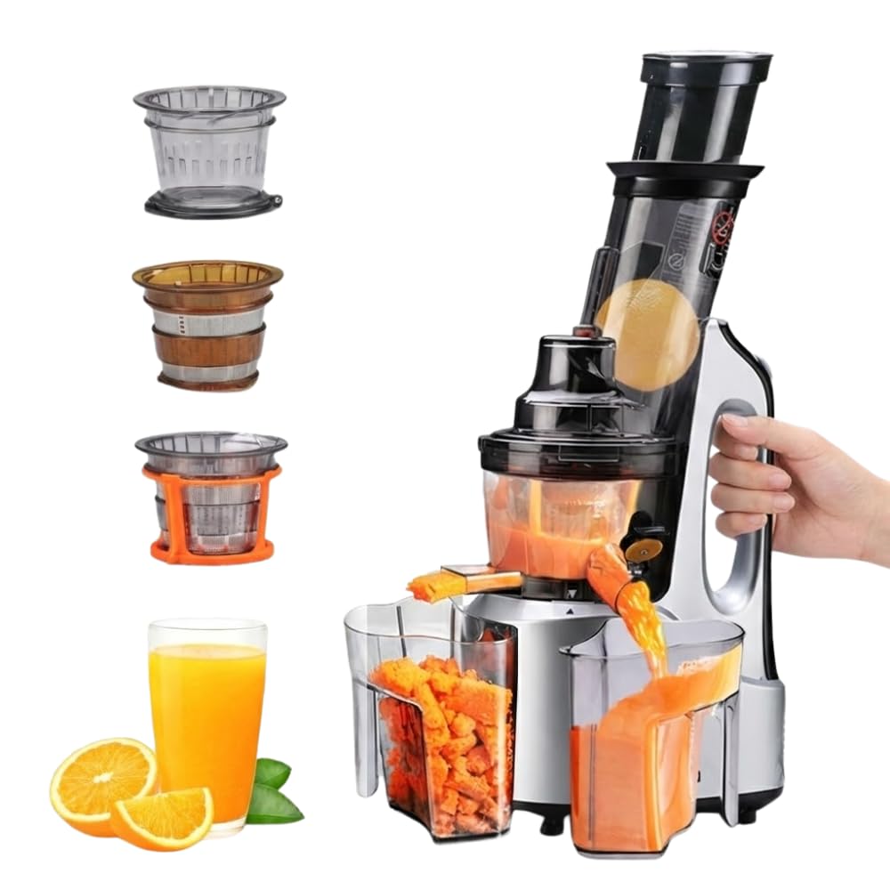Drumstone (𝐒𝐩𝐞𝐜𝐢𝐚𝐥 𝟏𝟓 𝐘𝐞𝐚𝐫𝐬 𝐖𝐚𝐫𝐫𝐚𝐧𝐭𝐲) Slow Juicer Cold Press for Home, 240W Powerful Motor, Whole Fruit & Vegetable Juicer with 3 Strainers, All-in-One Masticating Juicer-picture-24