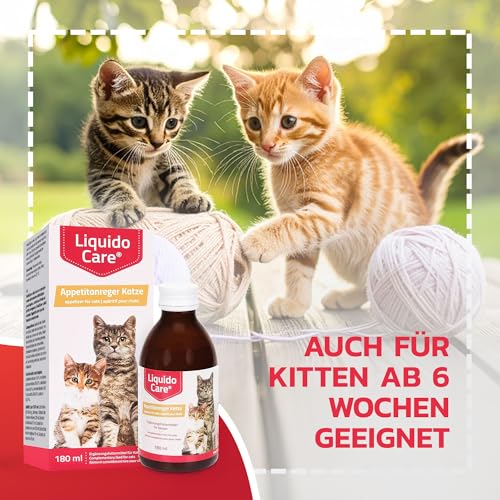 Liquidocare Appetitanreger Katze 180 ml – Hochkalorisches Tonikum mit Vitaminen & Taurin – Für schlecht fressende Katzen, leicht verdaulich & schmackhaft – Ergänzungsfuttermittel