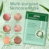 ASYBO Pack of 10 Collagen Face Masks, Aloe Vera Polypeptide Collagen Facial Masks Skincare, Moisturizing Facial Sheet Mask for Acne, After Sun, Claming, Anti-Aging and Anti-Wrinkle - Image 6