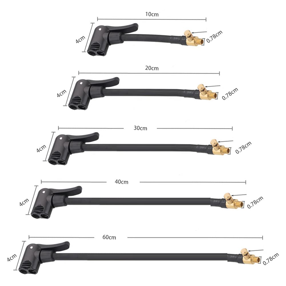 Zcargel Car Tire Extension Hose, Tyre Pump Quick Inflation Chuck Adapter Hose Tyre Pump Quick Inflation Chuck Adapter Suitable for Schrader Valve and Presta Valve - 10Cm/20Cm/30Cm/40Cm/60Cm