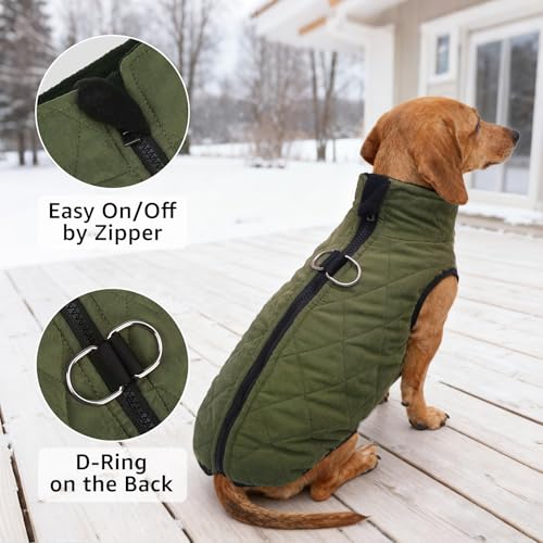 Image of SCENEREAL Dachshund Winter Dog Vest Coat with Harness Built in | Warm Puppy Jacket for Small Medium Dogs, Cold Weather Coat with Zipper, Fleece Puffer Vest Windproof Snow Clothes