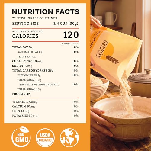 Image of Sunrise Flour Mill Heritage Organic Bread Flour Blend - 5 lbs | Organic Unbleached Bread Flour Easy to Digest with Less Bloating | High Protein, Superior Baking | Smooth, Nutty Flavor (Pack of 2)