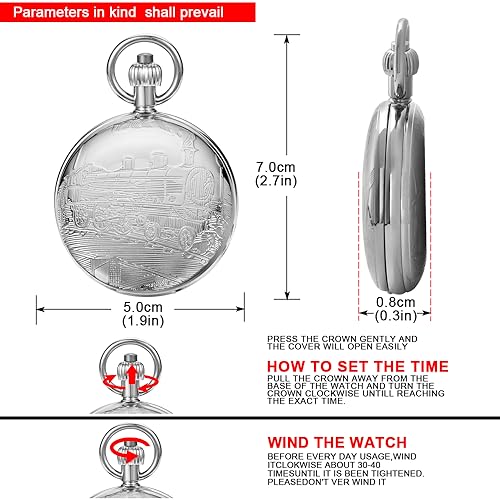 Image of Vintage Copper Train London Design Hand Winding Mechanical Pocket Watch Mens Watches