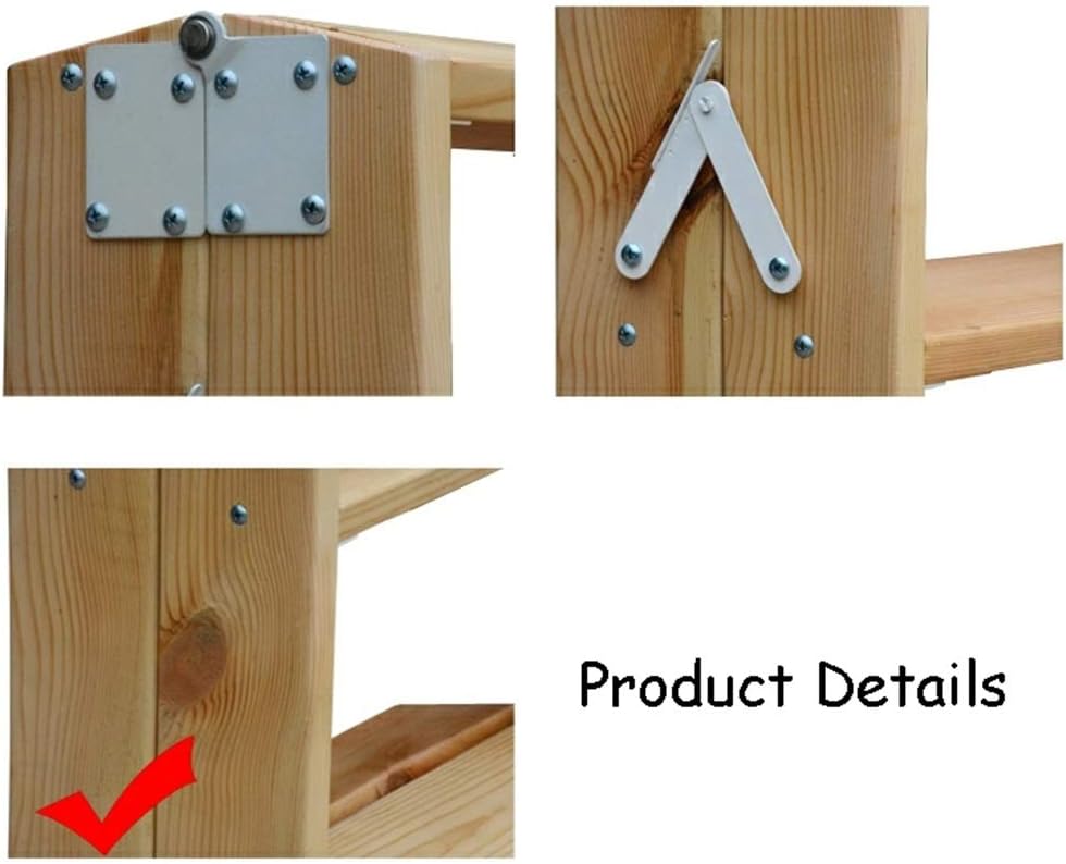 Portable Wood Step Ladder - 6 Step Lightweight Folding Multi-Purpose Tread Stool for Home and Loft, Max Capacity 350kg