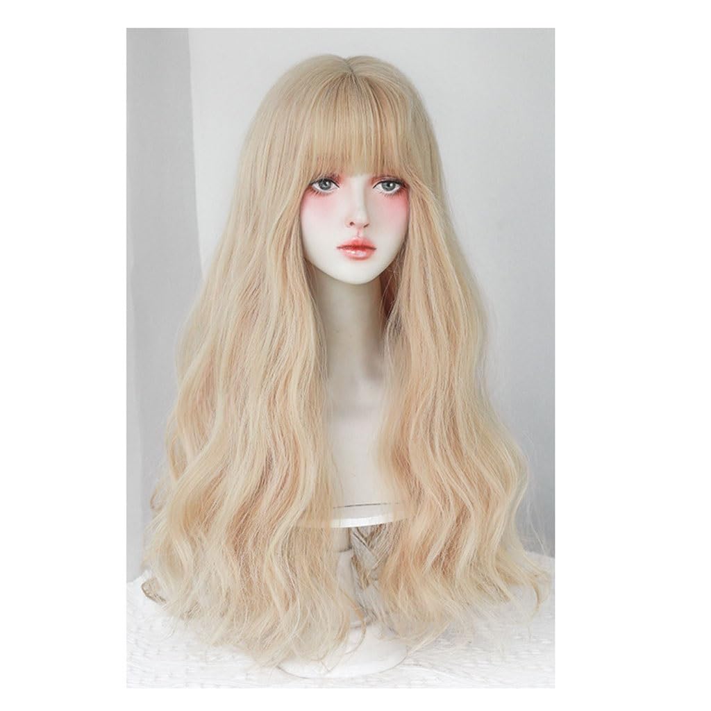 Perruque blonde cheveux longs ondulés synthétiques résistants à la chaleur