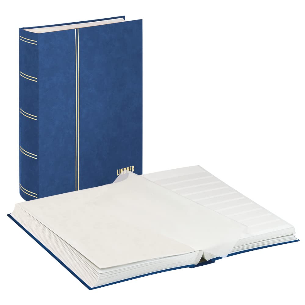 LINDNER Das Original Classeur Standard pour Timbres avec 64 Pages Blanches, 230 x 305 x 47 mm, Bleu