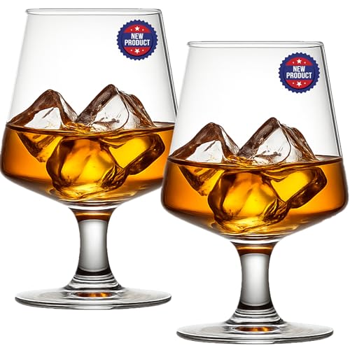 Whiskey Glasses Set of 2 | 15.2 Oz Bourbon Glasses for Scotch, Cognac, Brandy & Cocktails | Old...