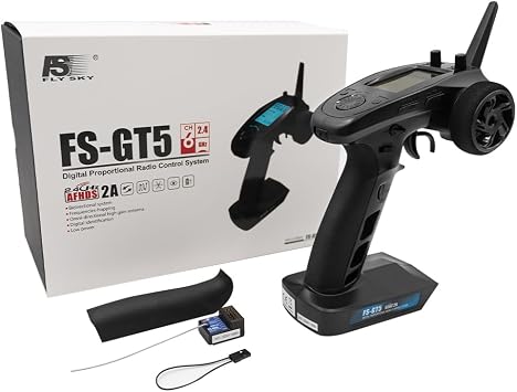 Flysky FS-GT5 RC Transmitter 6 CH 2.4GHz AFHDS مع جهاز استقبال FS-BS6 لنظام راديو قارب RC