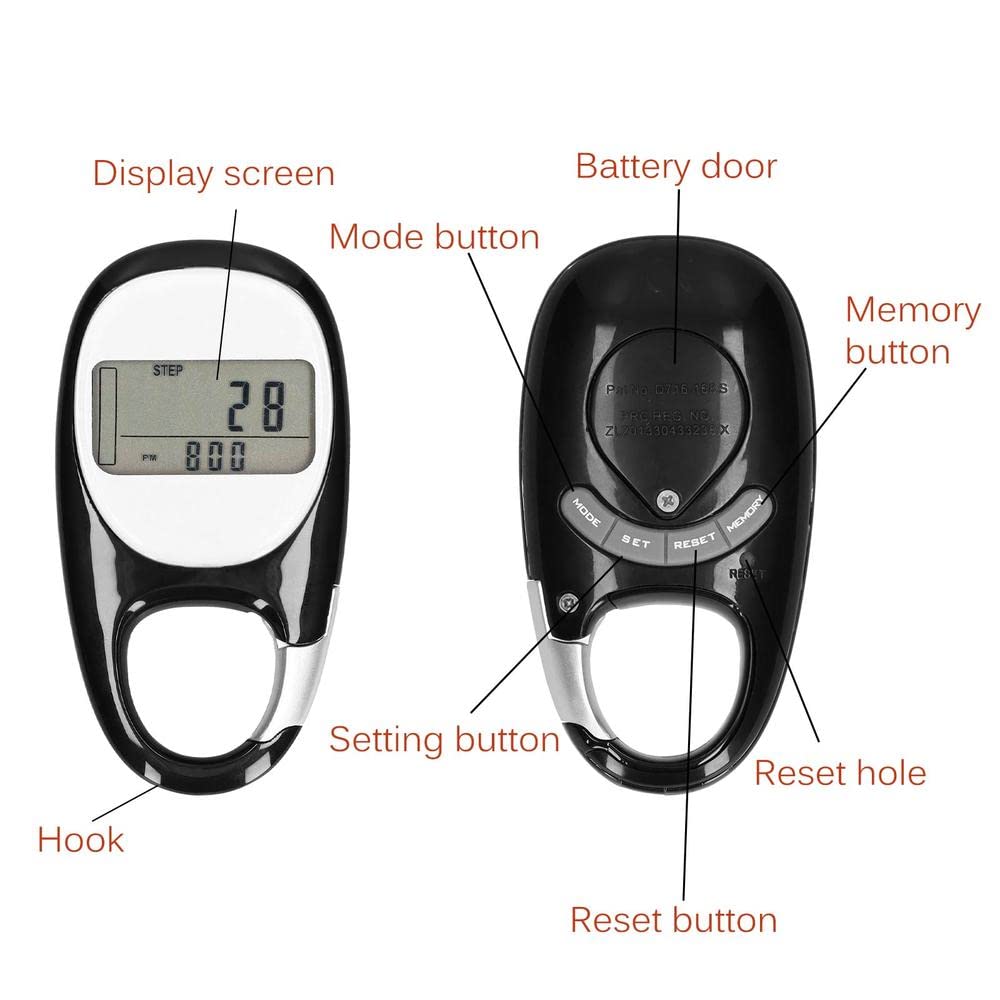 ThreeH Contapassi Digitale per Camminare Pedometro 3D con Clip Passi Distanza Calorie Memoria Esercizio Fitness Activity Tracker per Anziani Bambini