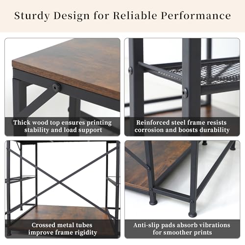 Kerty Upgraded 3D Printer Stand, Large 3D Printer Filament Storage Rack for Home Office, 2-Tier Under Desk 3D Printer Table Desk with Filament Storage for Printer Accessories Garage Workshop Studio by Kerty - Image 3
