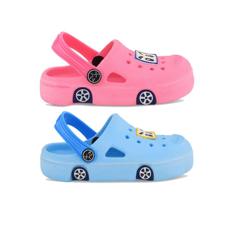 Image of SMARTOTS Pack of 2 Car Design Kids Clogs for Daily Use, Kids Eva Sandals for Boys and Girls with Adjustable Sling Back Strap