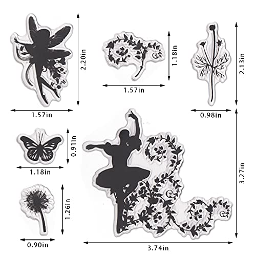 Estivaux CS-LJ-221220-FAIRY PRINCESS Fairy Flowers Leaves Clear Stamps For Card Making And Journaling, Princess Girl Rubber Stamps Butterfly Flowers Stamps thumb #1