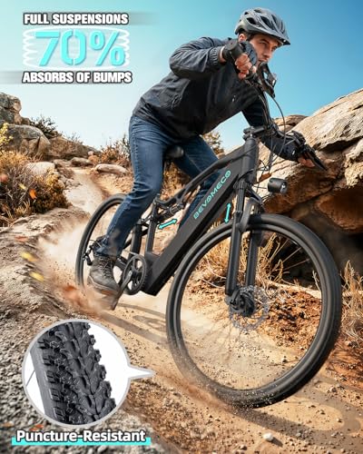 Image of Electric Bike for Adults 500W Motor Ebike 26 inch Electric Mountain Bike with 6-Speed and Dual Disc Brakes 20MPH Commuter Electric Bikes All Terrain with Full Suspension System(12Ah Black)