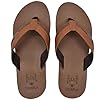 KuaiLu Men's Leather Flip Flops Arch Support Summer Beach Pool Water Thong Sandals Waterproof Rubber Walking Shoes Slip on Orthotic Casual Sport Cushioned Wide Slides Shower Slippers Khaki Brown 12 #3