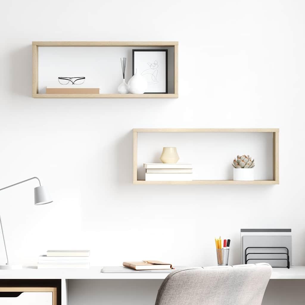 vidaXL Étagères Murales Cube 2 pcs, Supports Suspendus, Tablettes Flottantes, Meubles de Salon Salle de Séjour, Chêne Sonoma Bois d'Ingénierie