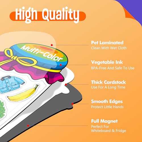 12 Stück Magnetisches Farbsortier-Spielzeug, 60 Farbmagnete, pädagogisches Kühlschrank-Whiteboard für Baby Kleinkinder Kinder Magnete