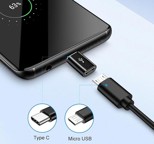 USB Micro to USB C Adapter (4-Pack), Micro USB Female to USB Type C Male Adapter Microusb to USBC-C Fast Charging Connector Replacement for Samsung Galaxy S22 S21 S20 S10 S8 Plus, USB C Charger - Thumbnail 2