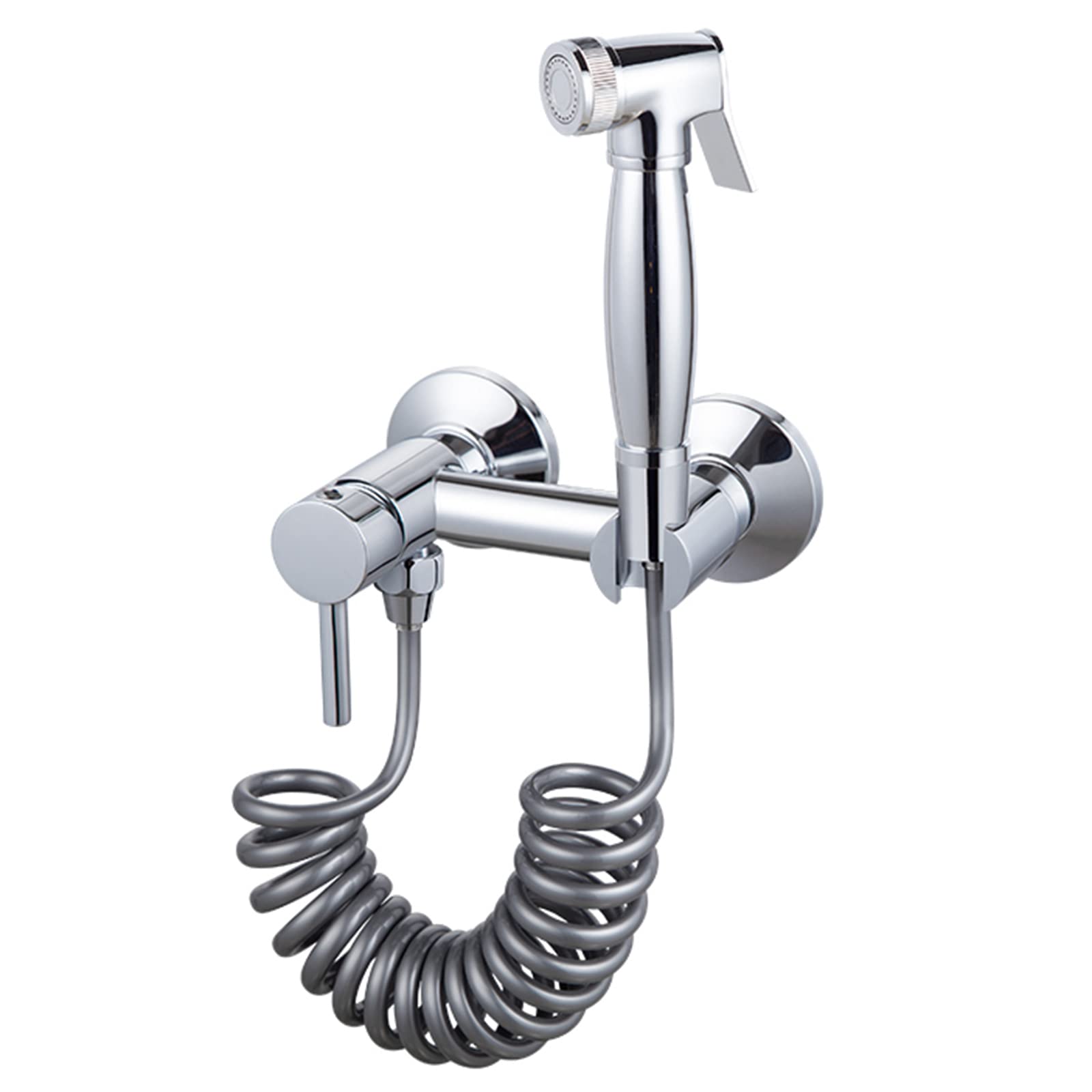 Pulvérisateur bidet WC chromé haute qualité avec flexible à ressort pour un nettoyage précis