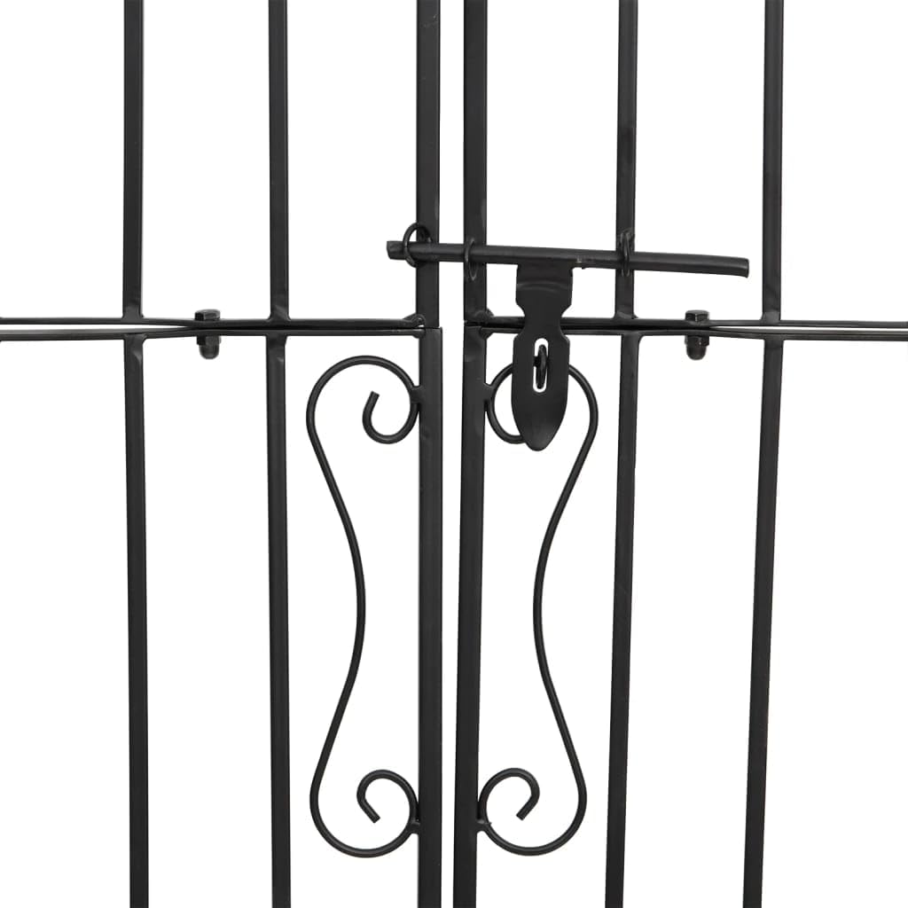 Black Wrought Iron Garden Gate 47.6"x3.1"x78.7" Ornamental Fence Gate with Posts Lockable Outdoor Entryway for Yard Patio Driveway