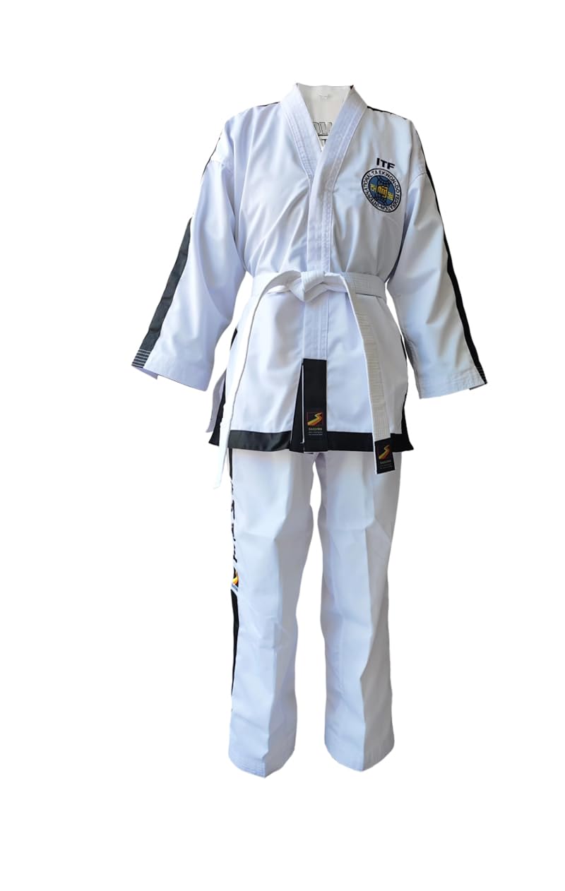 Volere È Potere Unisex White Taekwondo Gi Uniform Set Taekwondo Itf Standard Uniform Tkd Suit With Belt 170Cm, Suitable For 170Cm Height