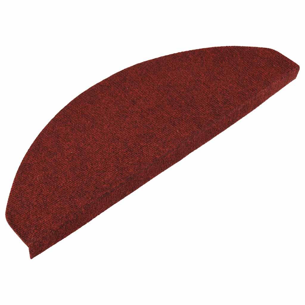 Alfombrillas autoadhesivas para escalones, de fieltro punzonado, color rojo, 15 unidades, 65 x 22,5 x 3,5 cm, con tiras adhesivas, antideslizantes, para peldaños de madera, alfombras y