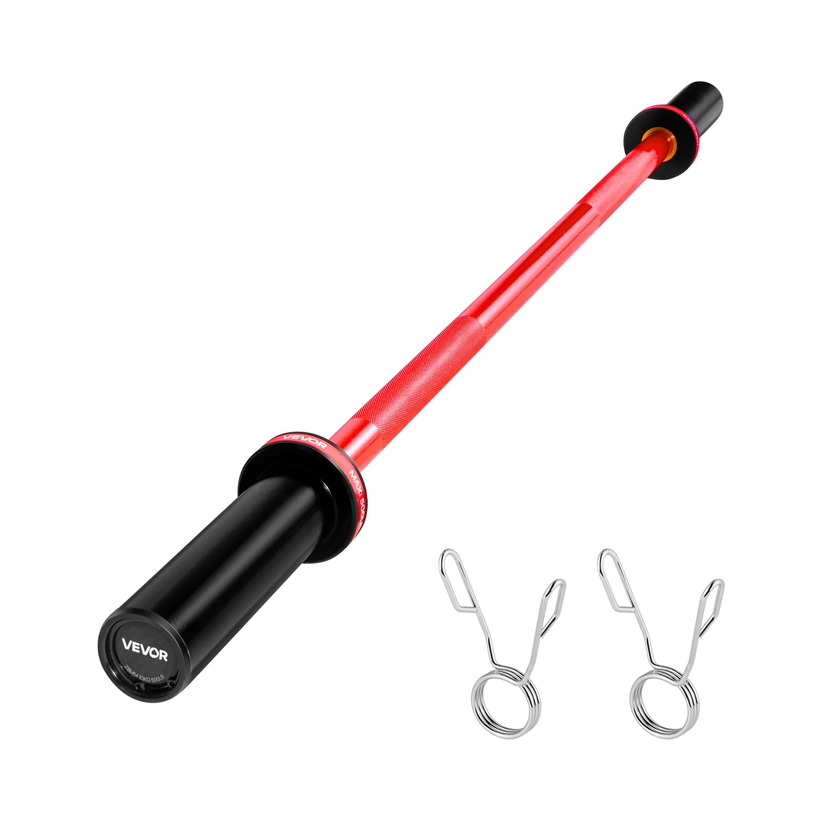 VEVOR Barra de Mancuernas de 120 cm con Mango Acanalado para Entrenamiento de Fuerza, Levantamiento de Pesas, Sentadillas, Peso Muerto, para Discos de Pesas de 50 mm, con Carga Máxima de 227 kg