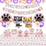 Lot de 38 décorations de fête rose en forme de patte de chien Décoration de gâteau Ballons en nid d'abeille Décoration de table pour animaux de compagnie amoureux des chiens enfants Fournitures