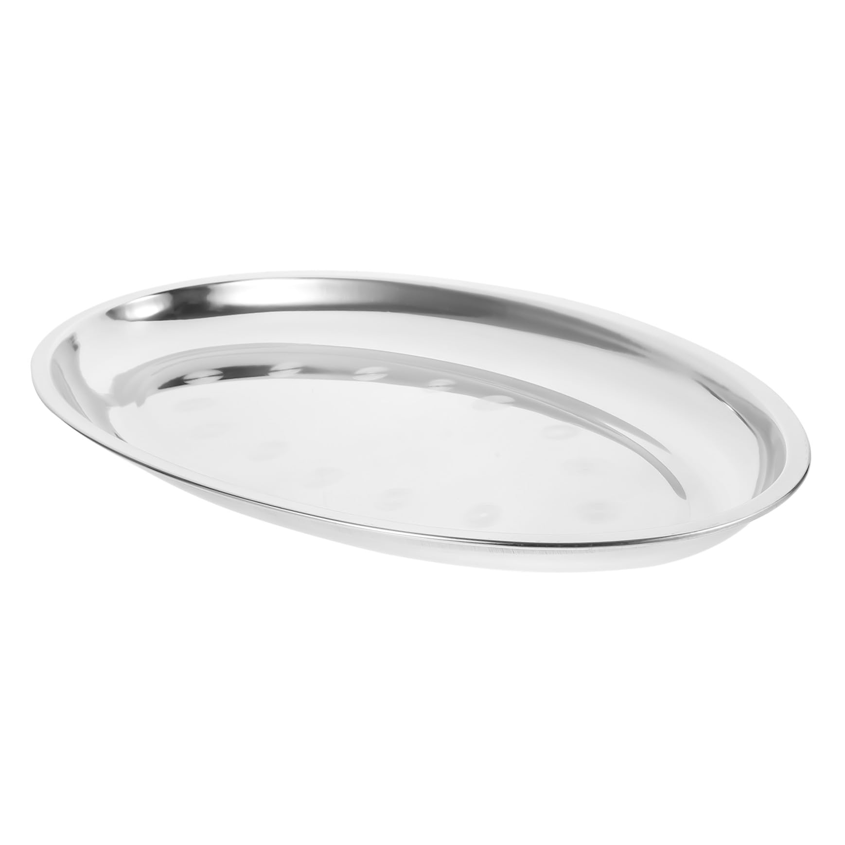 Plat de service ovale en acier inoxydable argenté pour table à dîner