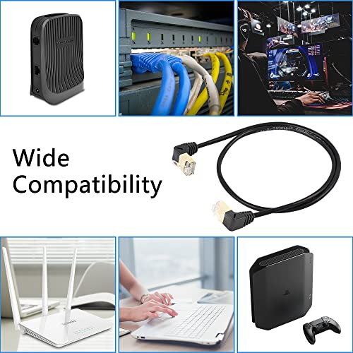 SinLoon RJ45 Cat8 Ethernet Cable,90 Degree Male to Male High Speed Cat8 Network Cable,40Gbps 2000Mhz SFTP Patch Cord For Router Modem Server (down to down) - Image 4