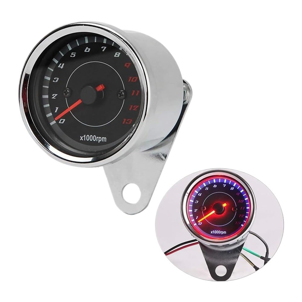 Compteur kilométrique Tachymètre De Moto Compte-tours Odomètre Universel 13000 Tr/min LED Veilleuse Rétro-éclairage Jauge Tacho Adapté Au Moteur Monocylindre