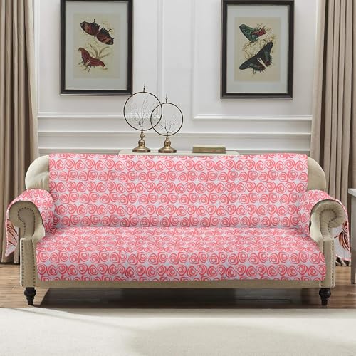 Image of Amazon Basics Printed Quilted Reversible Sofa Topper | 3 Seater | 170Cm X 175Cm | 325 GSM | Color - Pink, Polyester Blend