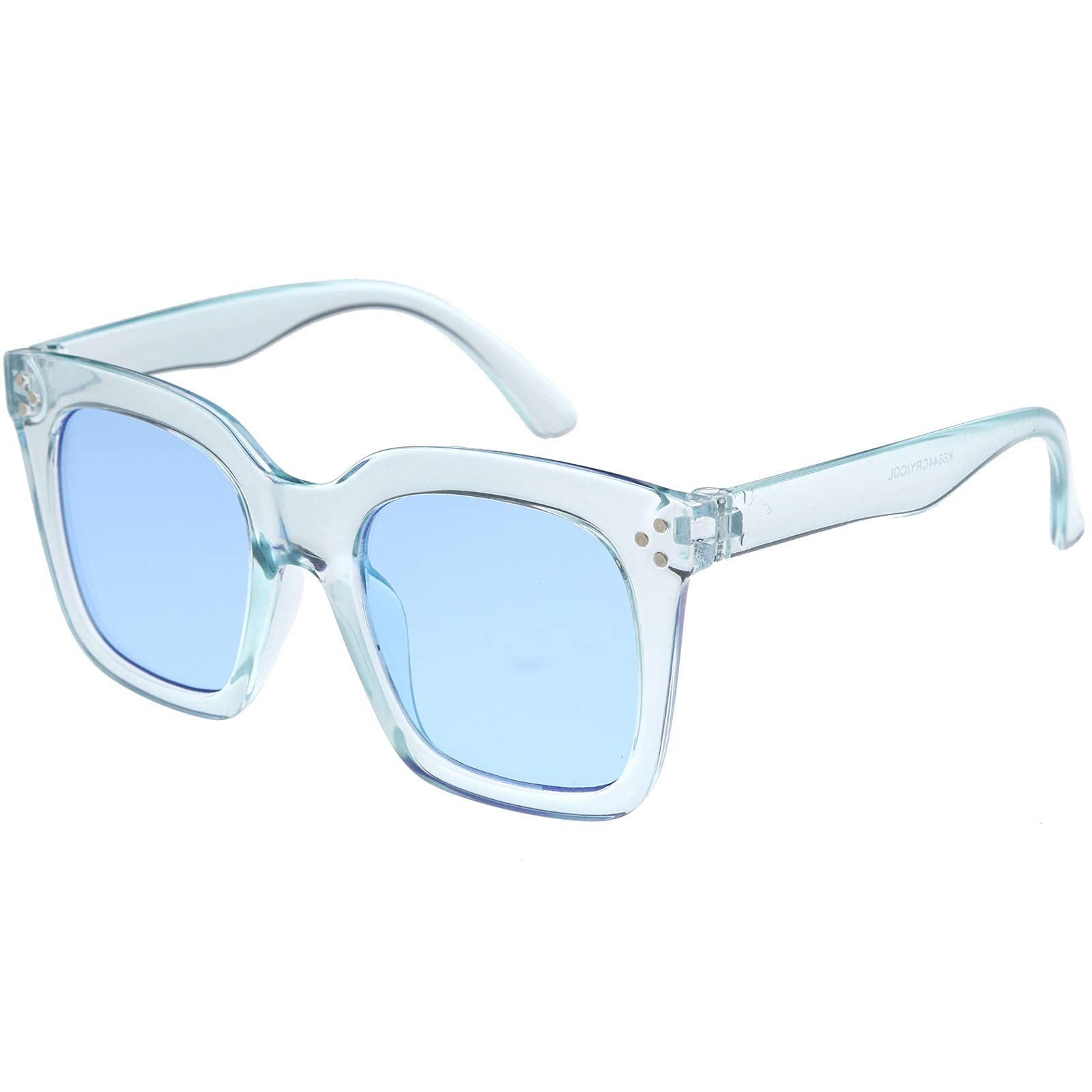 zeroUV - Kids Color Tinted Retro Oversized Square Sunglasses for Children (D201-04 Blue/Blue)