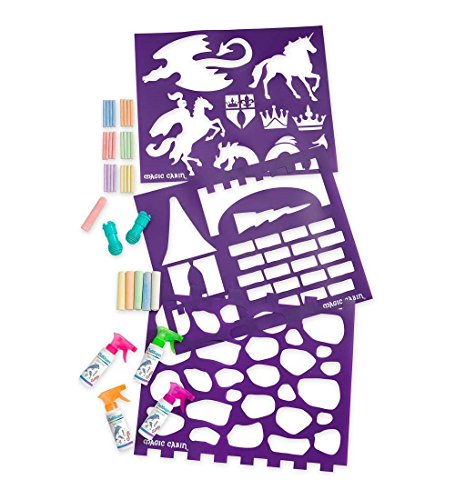 Magic Cabin ChalkScapes Enchanted Castle Sidewalk Chalk and Stencil Set - 4 Spray Chalks, 6 Jumbo Ch - //coolthings.us