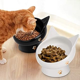 Sponsored Ad - Cat Bowls,Raised Cat Food Bowls Anti Vomiting,Tilted Elevated Cat Bowl,Ceramic Pet Food Bowl for Flat-Faced...