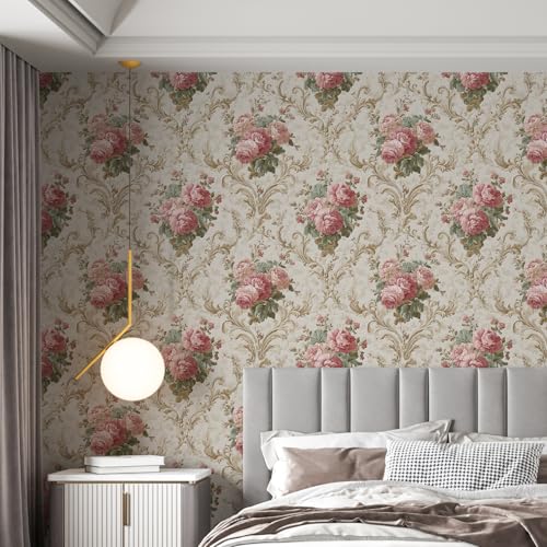 Image of PAPER PLANE DESIGN Vintage Floral Vinyl Self Adhesive Wallpaper Peel & Stick, Waterproof, Stain-Proof | 16 in X 90 in, Decor for Bedroom, Hallway, Living Room (B)