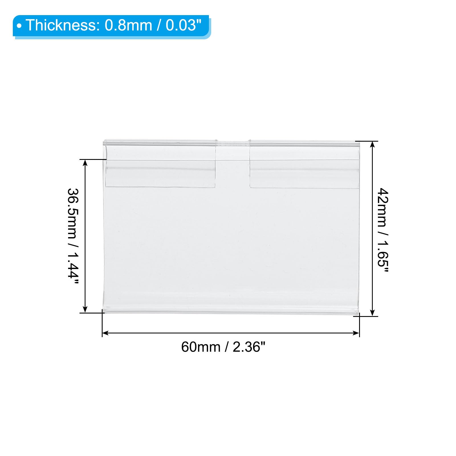 PATIKIL 2.3x1.6 Inch Clear Plastic Label Holders, 40 Pack PVC Shelf Labels Clips with Labels - Image 2