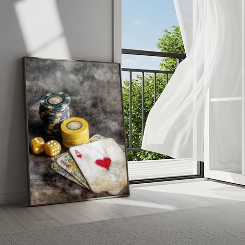 Tableau déco as de cœur rétro vintage 60x80 pour mur de bureau