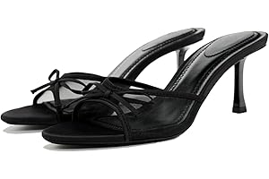 Womens Kitten Heel Bow Mesh Sandals: Round Open Toe Slip On Low Slide Summer Heels