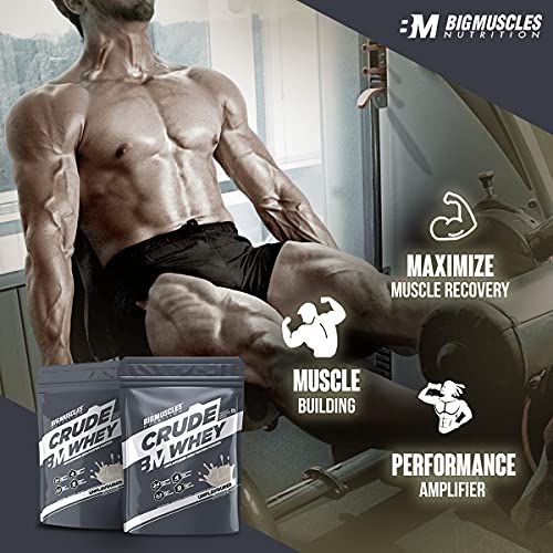 Image of Bigmuscles Nutrition Crude Whey 1kg, Whey Protein Concentrate 80%, 24g Protein, 5.5g BCAA, 4 g Glutamine & Bigmuscles Nutrition Real Mass Gainer [Chocolate], 1000 Calories Per Serving 10 Servings