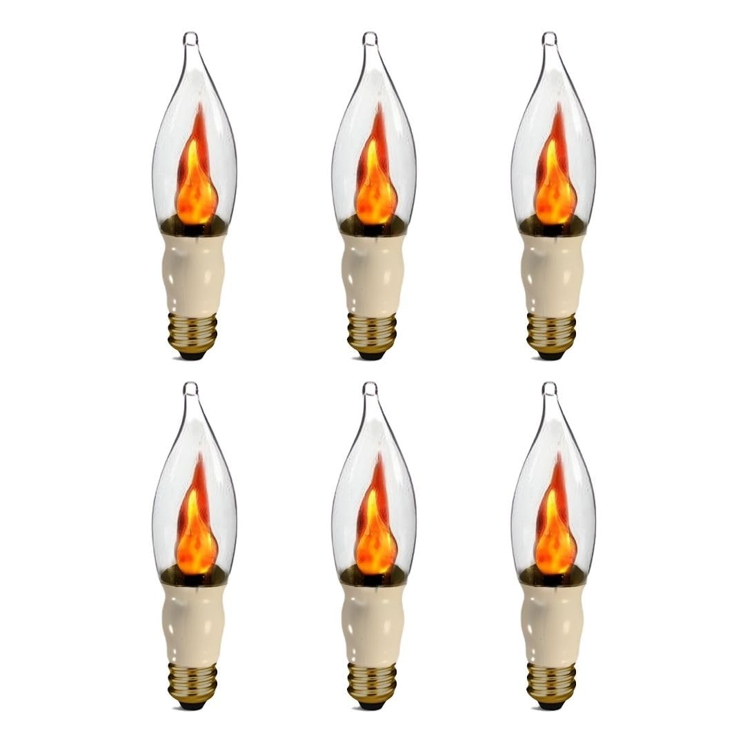 Royal Designs, Inc. Flicker Candelabra Style 3 Watt LED Light Bulbs 25 Watt Equivalent, E12 Candelabra Base, 6-Pack