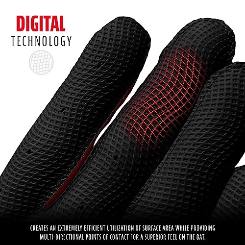 Franklin Sports Youth MLB Digitek Batting Gloves, Youth Medium, Pair, Grey/Black/Red Digi - image 2