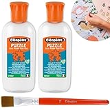 👌 2 EN 1 : Lot de 2 flacons de 100g de Cléo’Puzzle avec son pinceau brosse plate n°18. Colle et vernis les puzzles sur de nombreux supports plats tels que le carton, le bois et le médium. Vous pourrez ainsi exposer ou ranger votre puzzle facilement. Elle convient également pour le diamond painting, le vernis-colle Cléo'Puzzle va lier les diamants entre eux et apporter une brillance à votre ouvrage.