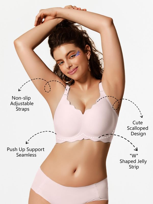 Image of COCOMARTS Jelly Bras for Women No Underwire Scalloped Wireless Push Up Bra | Seamless Full Coverage Supportive Everyday Essentials Tshirt Bras, Soft Breathable Comfortable Bralettes