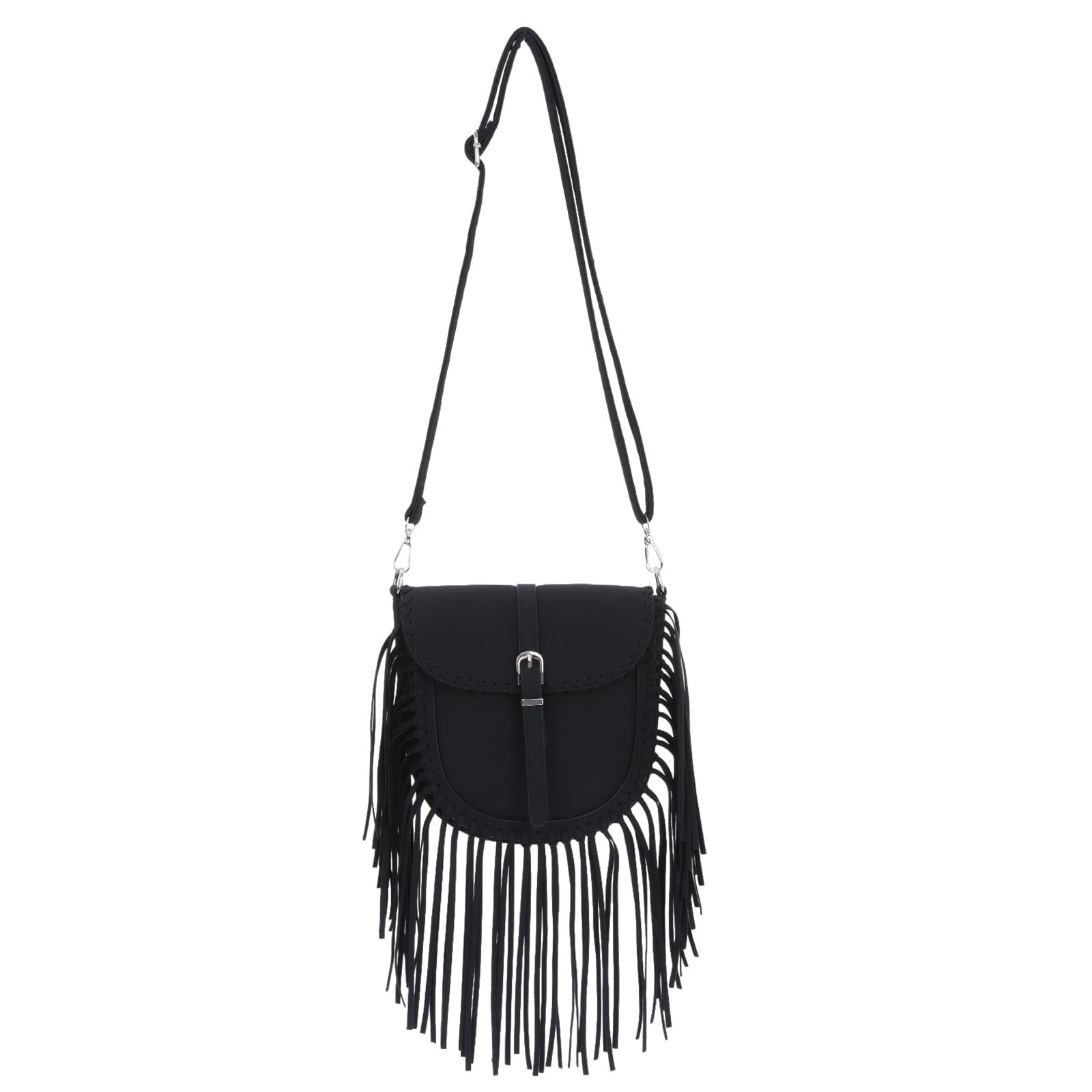EVEOUT Damen Fransen Hobo Tasche Mattes Kunstleder Western Style Umhängetasche mit Quasten Boho Schultertasche Hippie Crossbody Bag