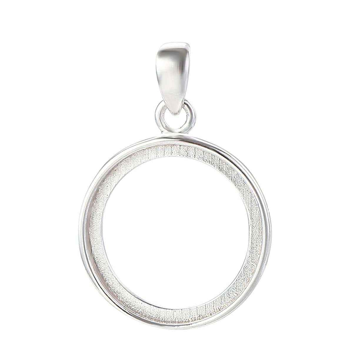 2pcs Solid 925 Sterling Silver Hollow Pendant Tray Round Pendant Blank fit 20mm Gemstone for Necklace Jewelry Making